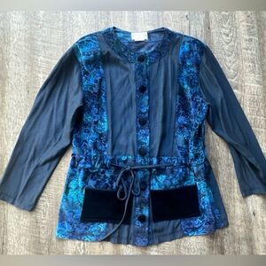 Vintage Gantos Mixed Media Long Sleeve Knit Jacket-Size Medium